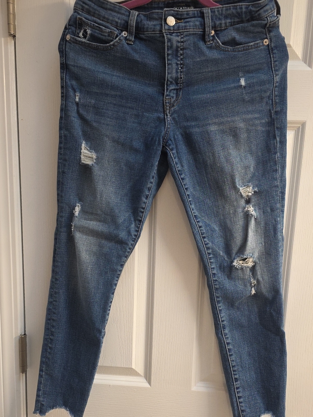 Lucky Brand Ava Mid Rise Skinny Jean With Chewed Hem Sz 10/30